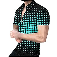 Camisa geométrica de Manga Corta para Hombre,solapa sin posicionamiento 3D,hawaianas informales botones para vacaciones