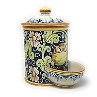 CERAMICHE D'ARTE PARRINI- Italian Ceramic Jar Salt Holder Hand Painted Made in ITALY Tuscan Art Pottery