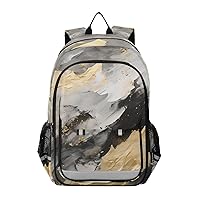ALAZA Grey & Gold Marble Laptop Backpack Purse for Women Men Travel Bag Casual Daypack with Compartment & Multiple Pockets