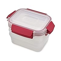 Nest Lock Plastic BPA Free Food Storage Container Set with Lockable Airtight Leakproof Lids, 6-Piece Set/37oz, Red
