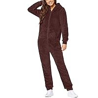 Women Fleece Onesie Pajamas Jumpsuit with Pockets One Piece Romper Sleepwear 2023 Winter Comfy Plush Loungewear Pjs