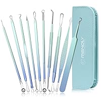 Pimple Popper Tool Kit, MENOLY 10Pcs Blackhead Remover Tools, Pimple Extractor,Acne Tools, Acne Kit for Blackhead,Blemish,Zit Removing, Whitehead Popping and Comedone Extractor Tool with Leather Bag
