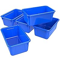 Storex Small Cubby Bins – Plastic Storage Containers for Classroom, 12.2 x 7.8 x 5.1 inches, Class Blue, 5-Pack (62416A05C)