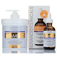 Advanced Clinicals Vitamin C Brightening Cream + Vitamin C Brightening + Anti-Aging Face Serum Set