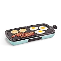 DASH Everyday Nonstick Electric Griddle for Pancakes, Burgers, Quesadillas, Eggs & other on the go Breakfast, Lunch & Snacks with Drip Tray + Included Recipe Book, 20in, 1500-Watt - Aqua