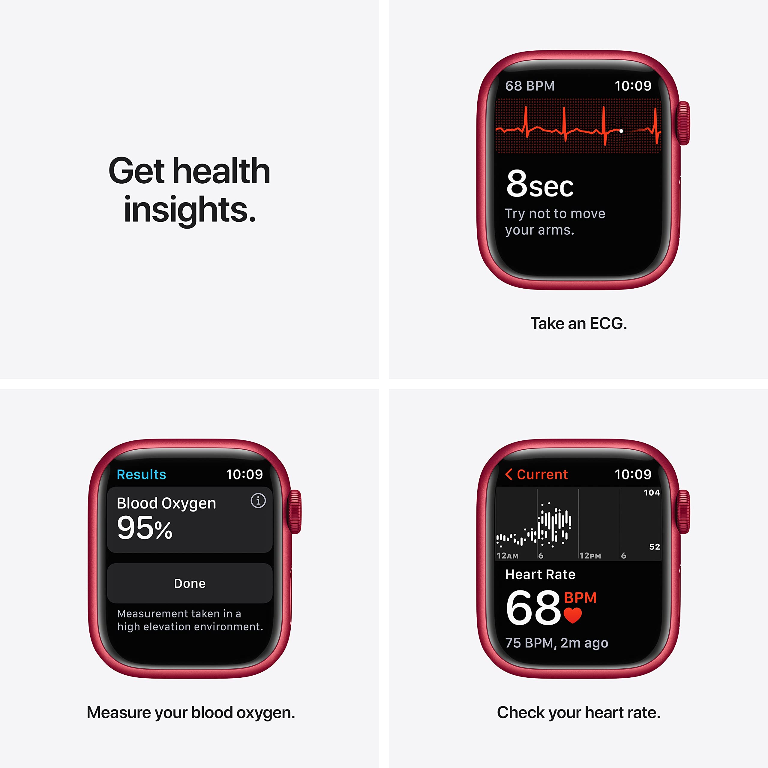Apple Watch Series 7 [GPS 41mm] Smart Watch w/ (Product) RED Aluminum Case with (Product) RED Sport Band. Fitness Tracker, Blood Oxygen & ECG Apps, Always-On Retina Display, Water Resistant AppleCare