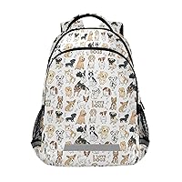 ALAZA Doodle Dog Pug Corgi Golden Retriever Husky Labrador Dachshund Backpacks Travel Laptop Daypack School Book Bag for Men Women Teens Kids one-size