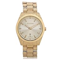 Accutime Elgin Men's Gold-Tone Analog Watch with Hammered Accents (Model FG160096AZ)