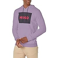 HUGO Men's Regular Fit Square Logo Hooded Jersey Sweatshirt