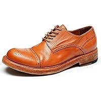 Handmade Genuine Leather Brogues Derby Oxfords Dress Formal Shoes for Men
