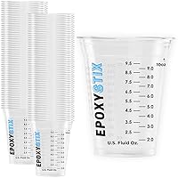 [50 Pack] NEW SIZE 12oz Graduated Mixing Cups - Durable PET, Clear Measurement Markings in oz, mL and cups - For Resin, Paint, Mixing and Crafts