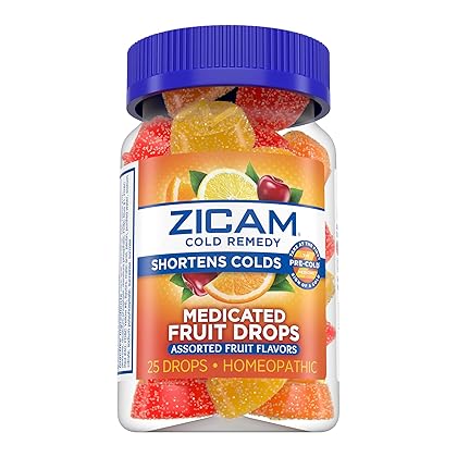 Zicam Cold Remedy Zinc Medicated Fruit Drops, Assorted, 25 Count (Pack of 1)