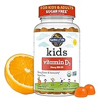 Garden of Life Kids Organic Vitamin D3 Gummies with 800 IU (100% Daily Value) for Strong Bones, Teeth, Brain & Immunity – Non-GMO, No Gluten, Vegetarian, Sugar Free, Orange Flavor, 60 Servings