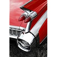 1959 Red Vintage Automobile Car Tail Fin and Light Photo Photograph Cool Wall Decor Art Print Poster 24x36