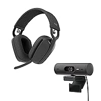 Logitech Brio 501 Full HD Webcam and Zone Vibe 100 Wireless Headphones with Noise-Canceling Mic, Works with Microsoft Teams, Google Meet, Zoom, Mac/PC - Black