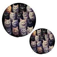 Cat (10) Trivets for Hot Dishes 2 Pcs,Hot Pad for Kitchen,Trivets for Hot Pots and Pans,Large Coasters Cotton Mat Cooking Potholder Set