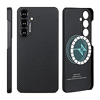 pitaka Case for Samsung Galaxy S24, 6.2 Inch, Compatible with MagSafe, Slim & Light Samsung Galaxy S24 Case, 600D Aramid Fiber Made [MagEZ Case 4 - Black/Grey(Twill)]