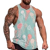 Sea Jellyfishs Men's Workout Tank Top Casual Sleeveless T-Shirt Tees Soft Gym Vest for Indoor Outdoor