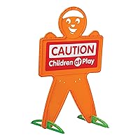 American Plastic Toys Safety Man Sign, Caution Children At Play, Double-Sided Large & Bold Warnings, Outdoor Play Safety, Yard, Lawn, Street , Orange