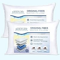 Fiber Water Pillow - Adjustable Pillow for Neck Pain Relief, Pillow for Side, Back, and Stomach Sleepers, The Original Inventor of The Water Pillow, Clinically Proven Bed Pillow (2 Pillows)