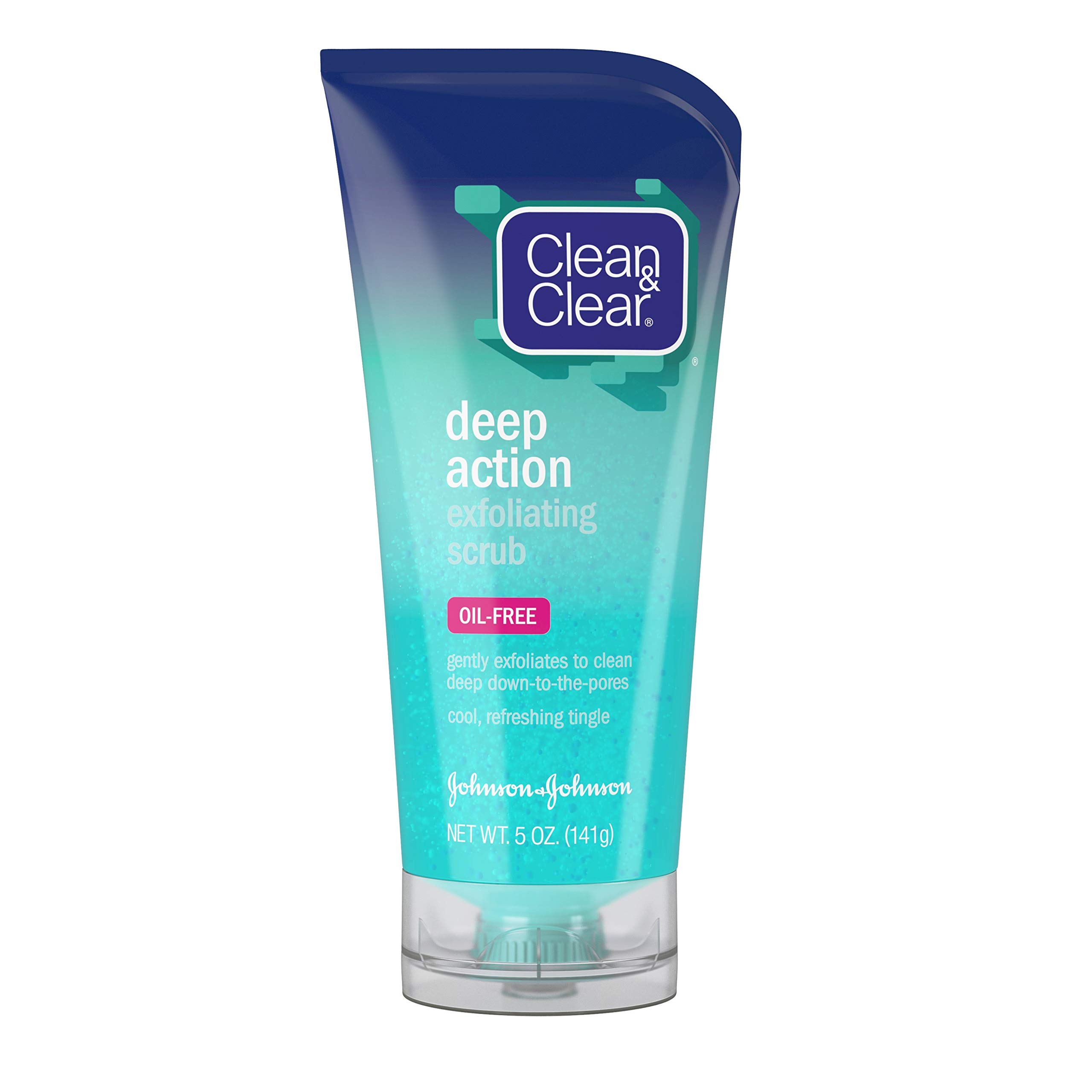 Clean & Clear Oil-Free Deep Action Exfoliating Facial Scrub, Cooling Daily Face Wash With Exfoliating Beads for Smooth Skin, Cleanses Deep Down to the Pores to Remove Dirt, Oil & Makeup, 5 oz