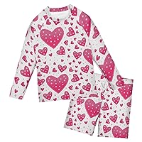 Pink Hearts Valentine's Day Boys Rash Guard Sets Toddler Swimming Suit