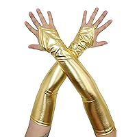 Men's and Women's Shiny Metallic Wet Look Holographic Fingerless Costume Gloves for Evening Party Cosplay Night Club