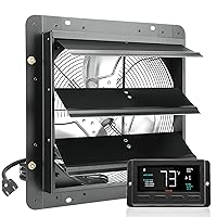 VEVOR Shutter Exhaust Fan, 14'' with Temperature Humidity Controller, EC-motor, 1513 CFM, 10-Speed Adjustable Wall Mount Attic Fan, Ventilation and Cooling for Greenhouses, Garages, Sheds, ETL Listed