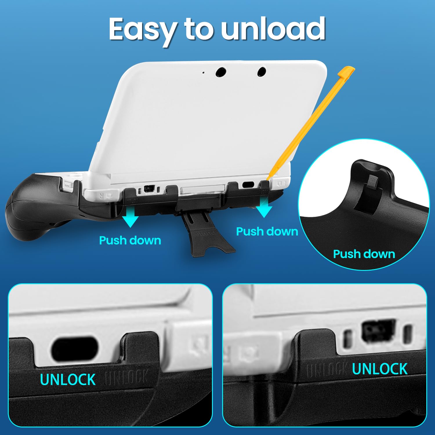 OSTENT Durable Flexible Joypad Bracket Holder Hand Handle Grip for Nintendo 3DS LL/XL