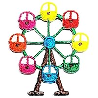 Kleenplus Mini Cute Ferris Wheel Full Color Colorful Patch Embroidered Cartoon Iron On Badge Sew On Patch Clothes Embroidery Applique Sticker Fabric Sewing Decorative Repair