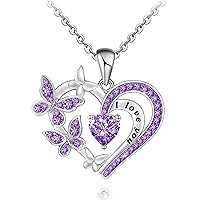 IVORIE Love You Forever Heart Pendant Necklace: Exquisite Birthstone Gemstone Jewelry for Her - Ideal Birthday, Valentine's, and Mother's Day Gift