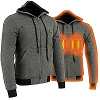Nexgen Heat MPM1713SET12v Men's Grey 'Heated' Front Zipper Hoodie Jacket for Outdoor Activities w/Battery Pack