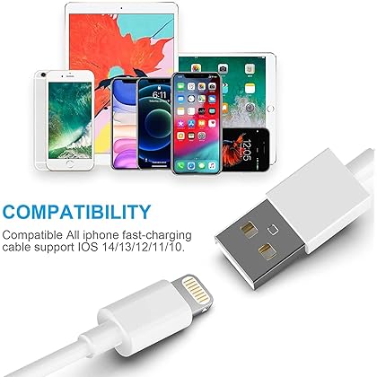 [Apple MFi Certified] iPhone Charger 5pack[6/6/6/10/10FT] Long Lightning Cable Fast Charging Cord iPhone Charging Cable Compatible iPhone 14/14 Pro/Max/13/12/11 Pro Max/XS MAX/XR/XS/X/8/7/Plus iPad