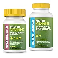 Noor Vitamins Women's Multivitamin and Omega Fish Oil Supplement Bundle