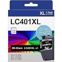 LC401 XL Black LC401 BK Ink Cartridges Compatible for Brother LC401 XL LC401XL BK LC401 Black High Yield to use with Brother MFC-J1010DW MFC-J1012DW MFC-J1170DW Printer (1-Pack, Black)