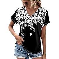 Cute Short Sleeve Tops for Women Summer Tops for Women Solid Color V-Neck Short Sleeve Comfy Womens Oversized Tshirts