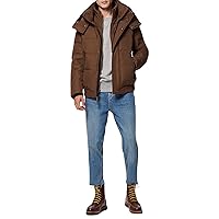 Andrew Marc Men's Short Quilted Inner Bib Attached Down Fill Phoenix Down Bomber Hybrid