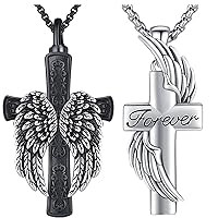 Cremation Jewelry for Ashes S925 Sterling Silver Cross Crucifix Urn Necklace Memorial Necklace for Human Ashes of Loved Ones Keepsake Pendant for Men Women