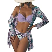 Swimsuits for Older Women with Sleeves Bikini Set Cover Up Swimsuit for Women Long Sleeve Push Up Swimwear