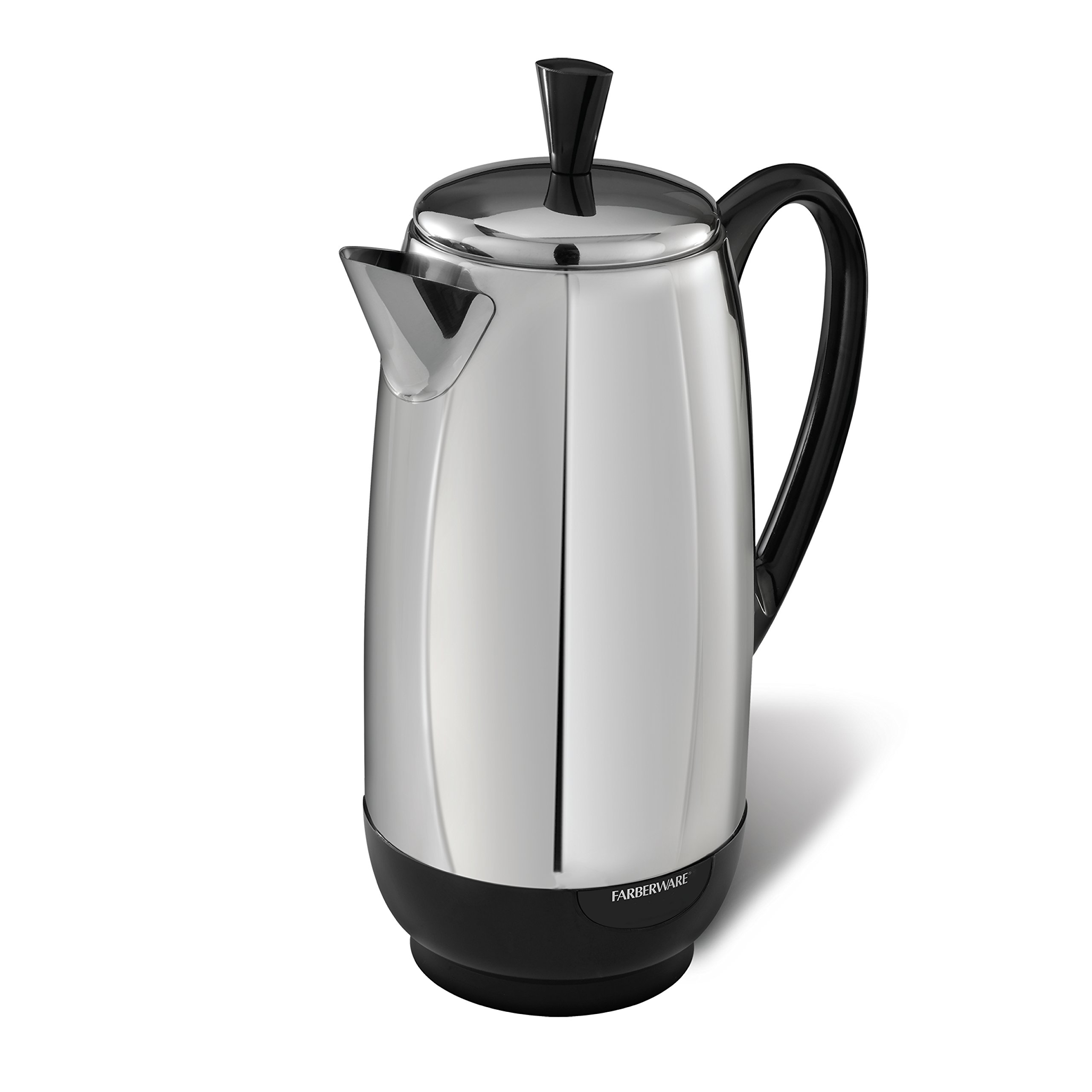 Farberware 12-Cup Percolator, Stainless Steel, FCP412, 12-Cup, Black/Silver