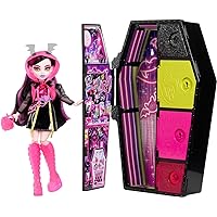 Monster High Skulltimate Secrets Neon Frights Doll & Accessories, Draculaura with Dress-Up Locker & 19+ Surprises