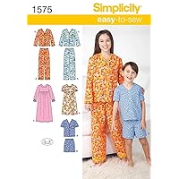 Simplicity 1575 Easy to Sew Girl's and Boy's Pajama Sewing Patterns, Sizes 3-6