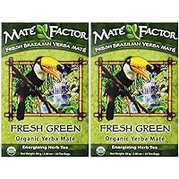 The Mate Factor Yerba Mate Energizing Herb Tea Bag, Organic Fresh Green, 24-Count Box (Pack of 2)