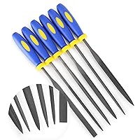 Mini Needle File Set (Carbon Steel 6 Piece-Set) Hardened Alloy Strength Steel - Set Includes Flat, Flat Warding, Square, Triangular, Round, and Half-Round File(6'' Total Length)