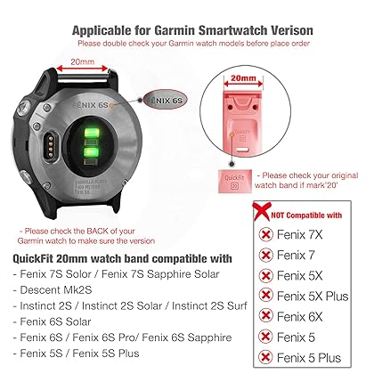 Abanen Lace Silicone Watch Bands for Garmin Fenix 7S / Fenix 6S / Fenix 5S / Instinct 2S, Quick Fit 20mm Soft Silicone Sport Hollowed-out Slim Wrist Strap for Descent Mk2S