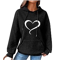 Womens Fashion Graphic Hoodies Christmas Oversized Sweatshirts Casual Long Sleeve Drawstring Knit Pullover Sweaters