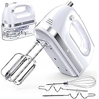 and Storage Case 2 Whisks and 2 Dough Hooks 220W Ultra Power Kitchen Hand Mixers with 4 Stainless Steel Attachments Barcley 5 Speed Hand Mixer Electric White 