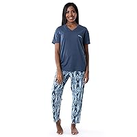 Wrangler Women's V-Neck Short Sleeve Graphic Tee and Printed Pants Pajama Sleep Set