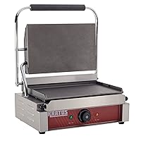 Kratos 29Y-021 Commercial Single Countertop Panini Grill, Smooth Plates, 14