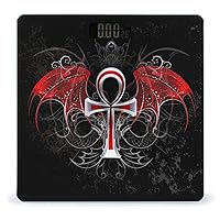 Gothic Silver Ankh Vampire with Red Wings Digital Scale for Body Weight Smart Weight Scale Bathroom Body Scale for Home Bedroom